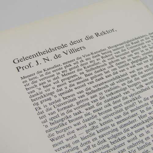 1970 Ingehuldiging van JN de Villiers as kanselier van die Universiteit van Stellenbosch - booklet