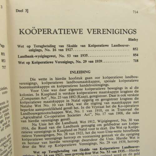 Union of South Africa Co - Operative societies act No. 29 of 1939