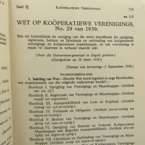Union of South Africa Co - Operative societies act No. 29 of 1939