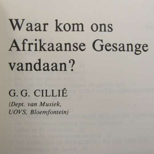 Waar kom ons Afrikaanse Gesange vandaan? - Geteken deur die skrywer CG Cillie