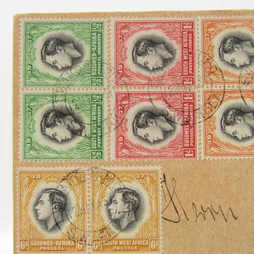 South West Africa 1937 Coronation of George 6 set on envelope First Day cancel