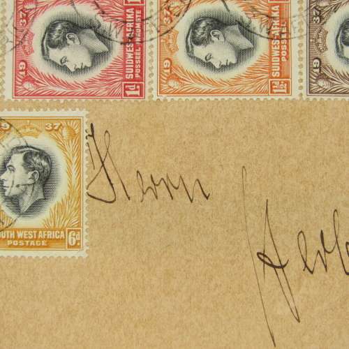 South West Africa 1937 Coronation of George 6 set on envelope First Day cancel