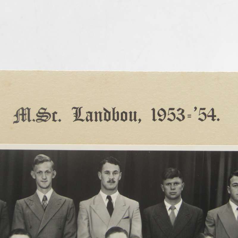 Photo of Agricultural Maters degree students of University of Stellenbosh 1953-1954 with names