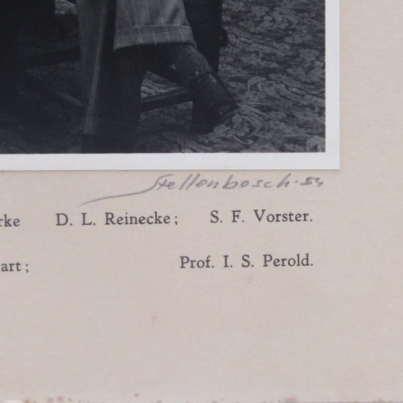 Photo of Agricultural Maters degree students of University of Stellenbosh 1953-1954 with names