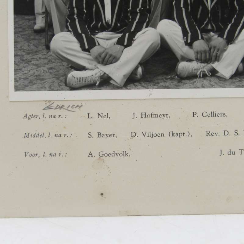 Stellenbosch University 1953/54 First Cricket team photo with names