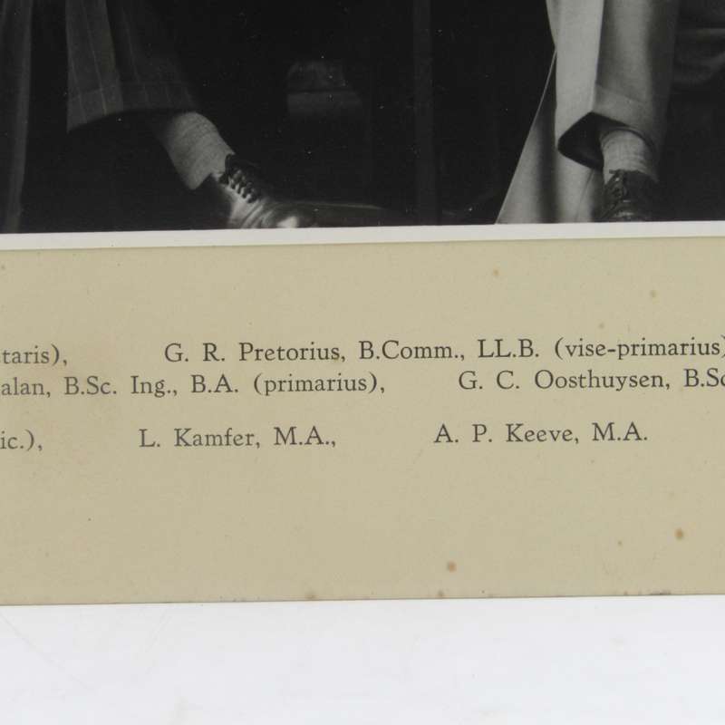 1954 Photo of House Committee of House Marais at Stellenbosch University with names