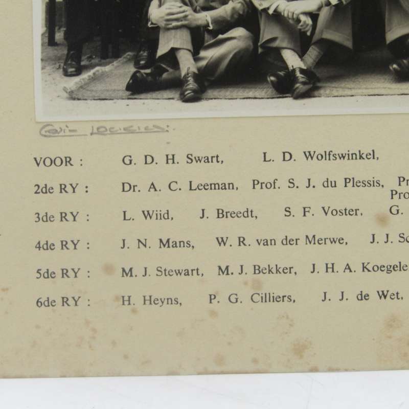 1952 Photo of Agriculture Students and Lecturers of Stellenbosch University with names