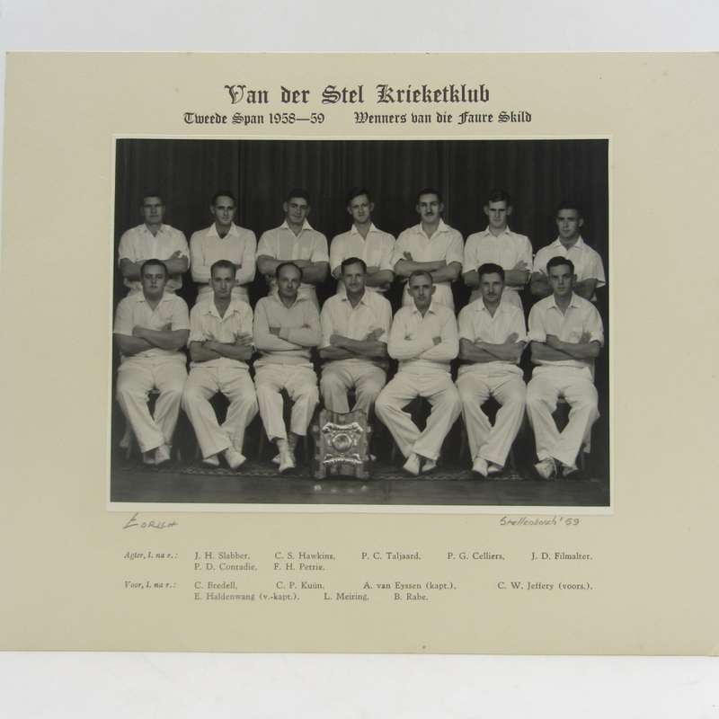 Van der Stel Cricket club 1958/59 second team photo with names