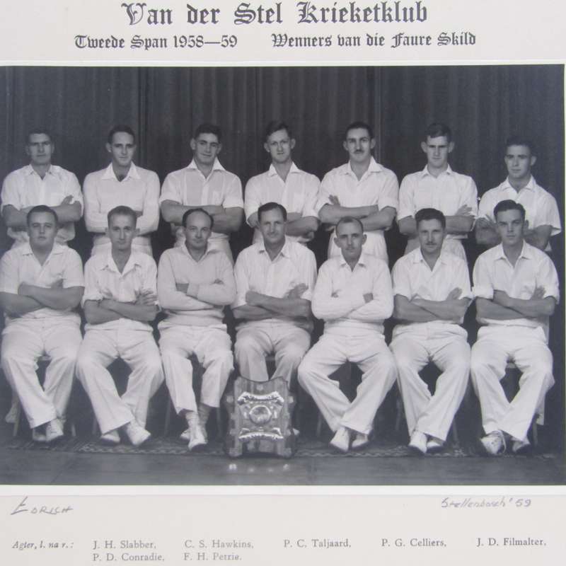 Van der Stel Cricket club 1958/59 second team photo with names