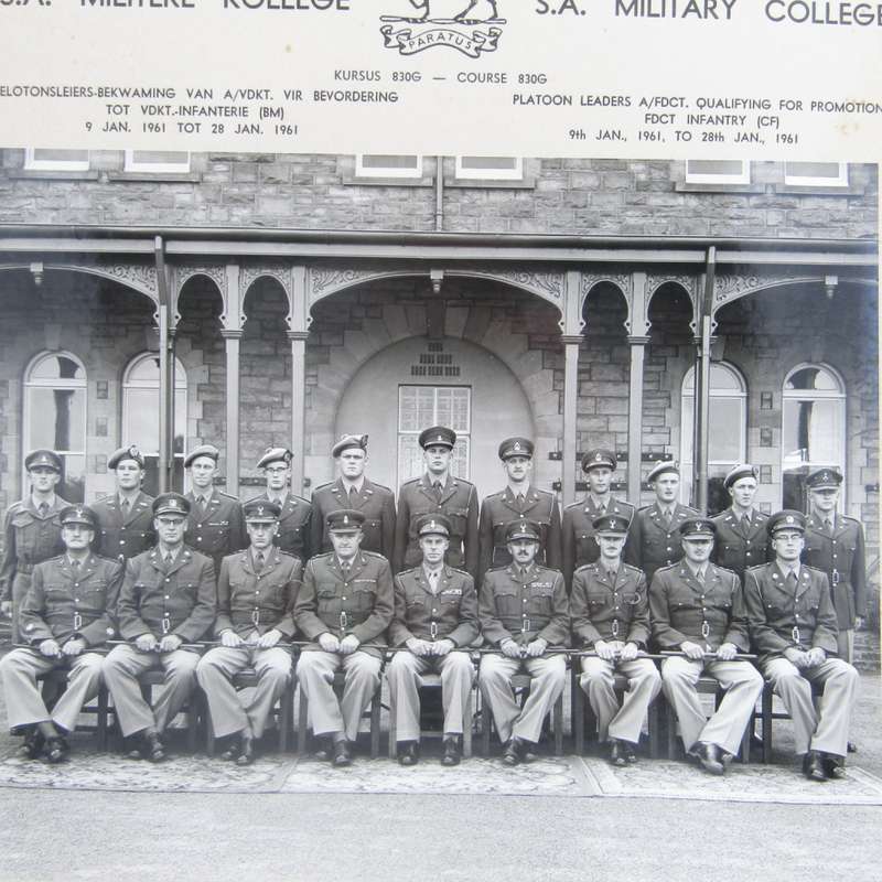 SADF Military College 1961 Photo of platoon leaders with names and some signatures