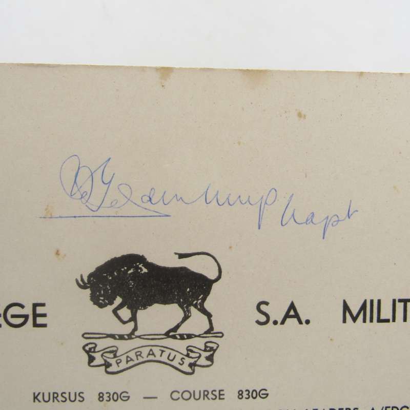 SADF Military College 1961 Photo of platoon leaders with names and some signatures