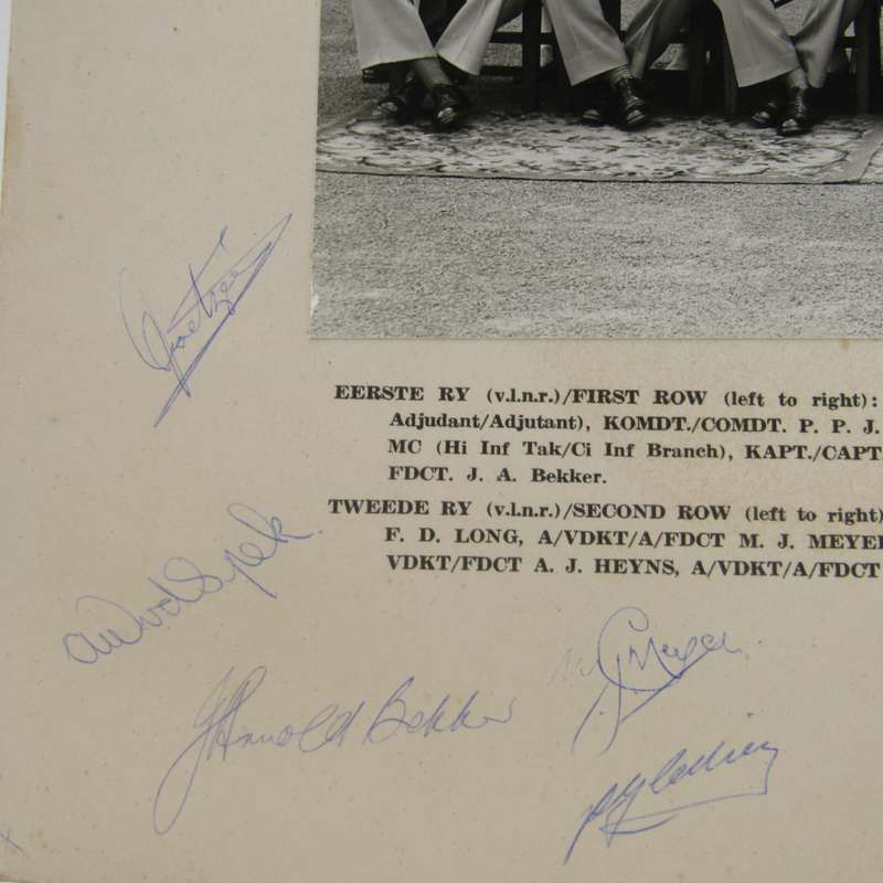 SADF Military College 1961 Photo of platoon leaders with names and some signatures