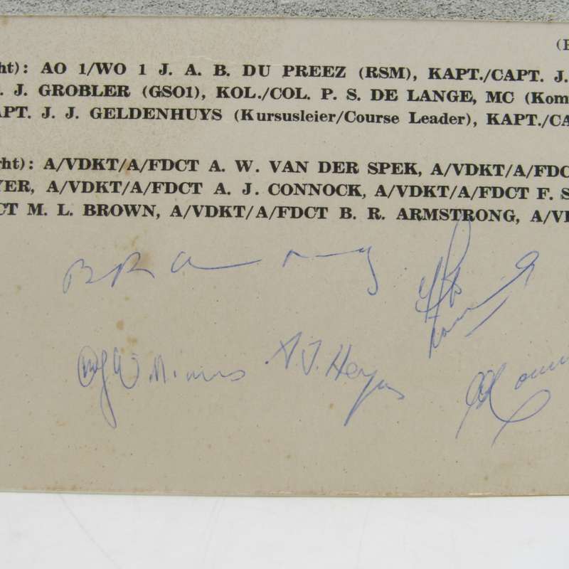 SADF Military College 1961 Photo of platoon leaders with names and some signatures