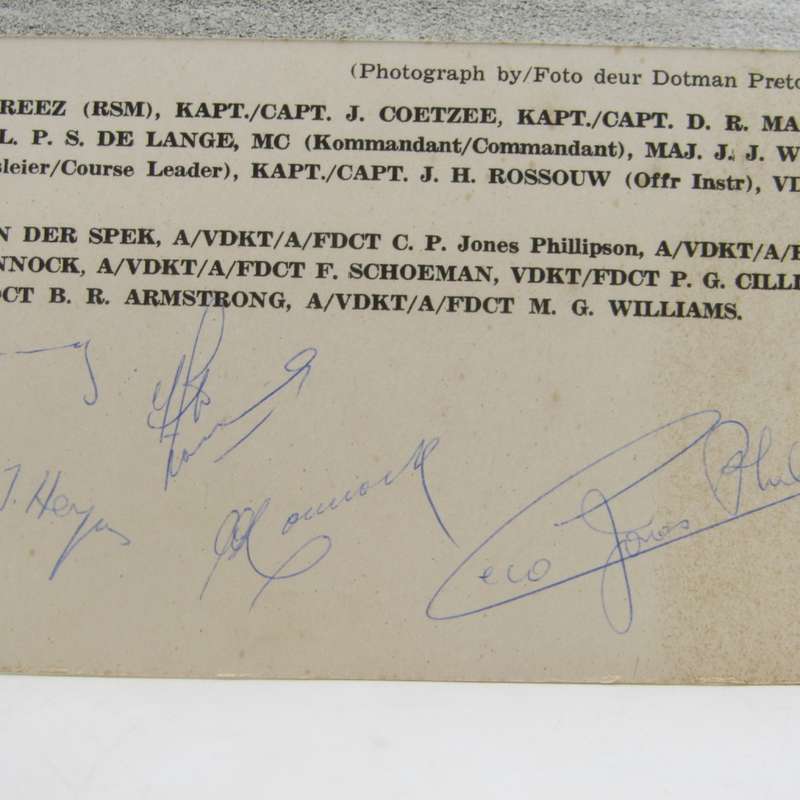 SADF Military College 1961 Photo of platoon leaders with names and some signatures