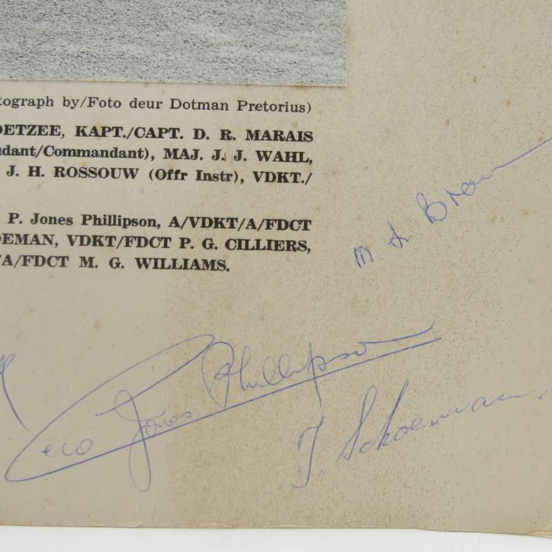 SADF Military College 1961 Photo of platoon leaders with names and some signatures