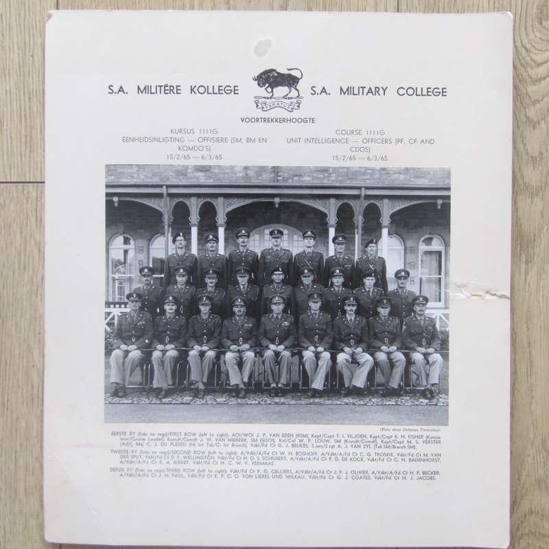 SADF Military college 1965 Officers photo with names