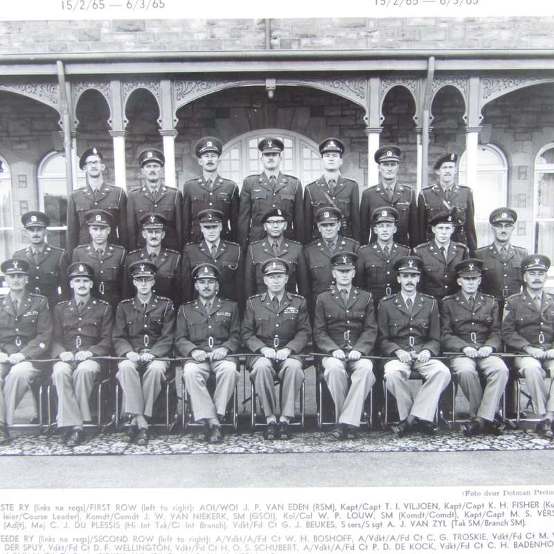 SADF Military college 1965 Officers photo with names