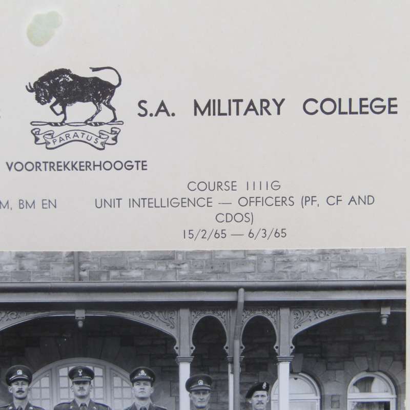 SADF Military college 1965 Officers photo with names