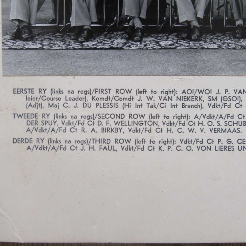 SADF Military college 1965 Officers photo with names