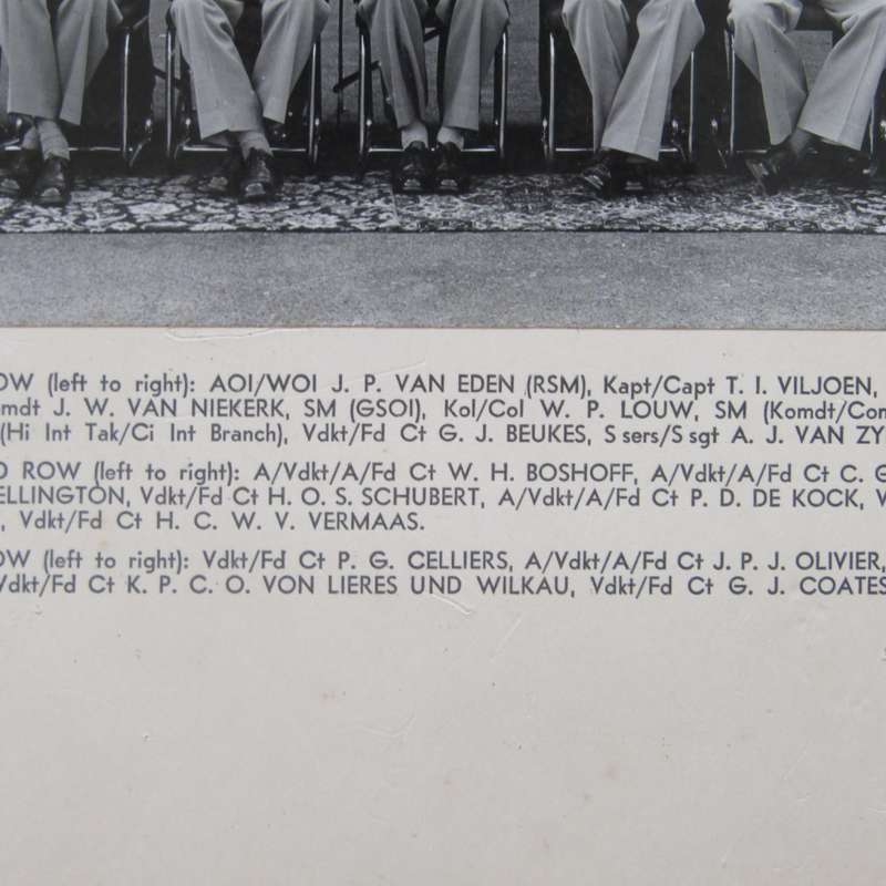 SADF Military college 1965 Officers photo with names