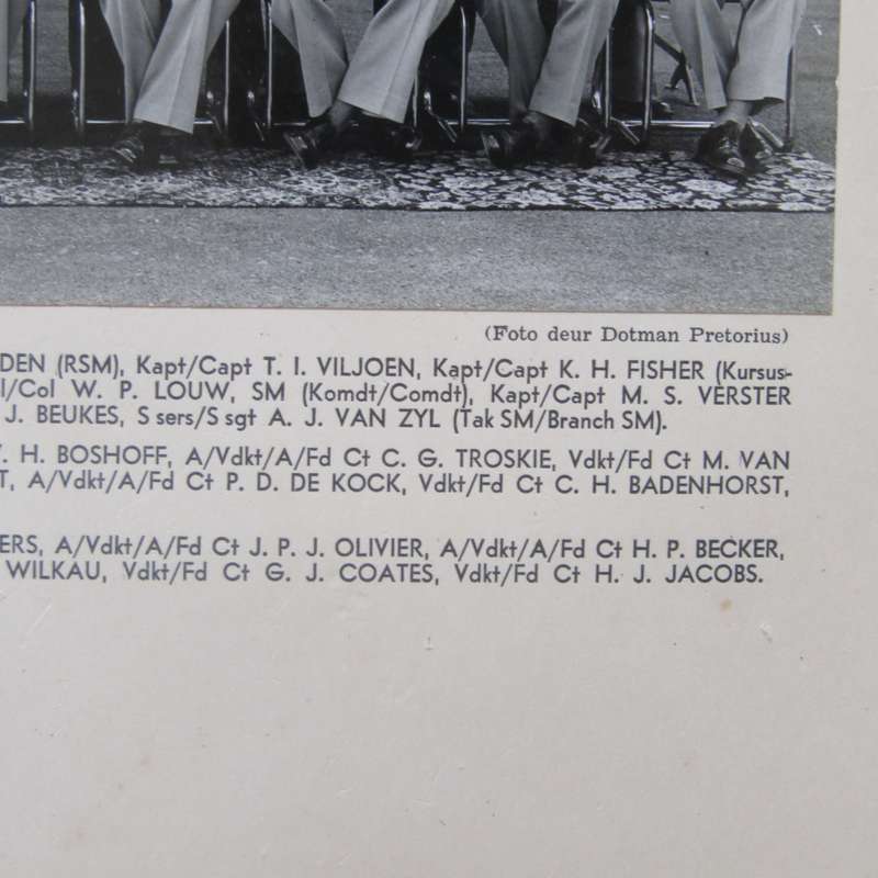 SADF Military college 1965 Officers photo with names