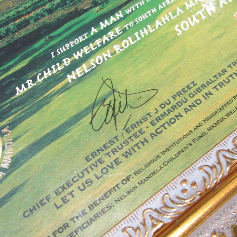 Nelson Mandela Mr Child Welfare contributor certificate in frame