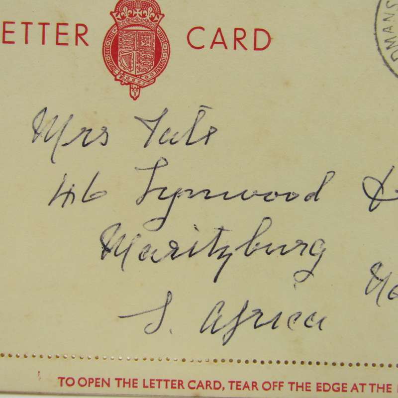 16 May 1955 letter card with 2 1/2d pre card printed postage and first day usage
