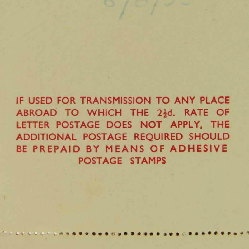 16 May 1955 letter card with 2 1/2d pre card printed postage and first day usage