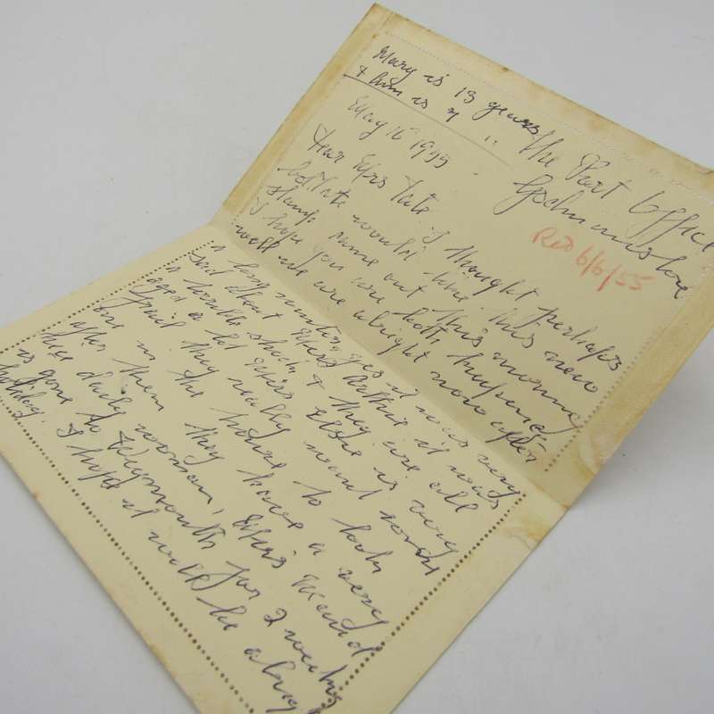 16 May 1955 letter card with 2 1/2d pre card printed postage and first day usage