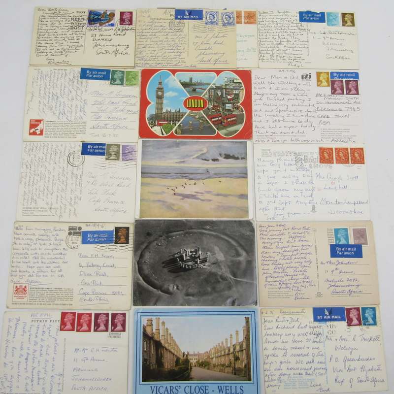Lot of 19 vintage British postcards - all of them with more then 1 stamp used