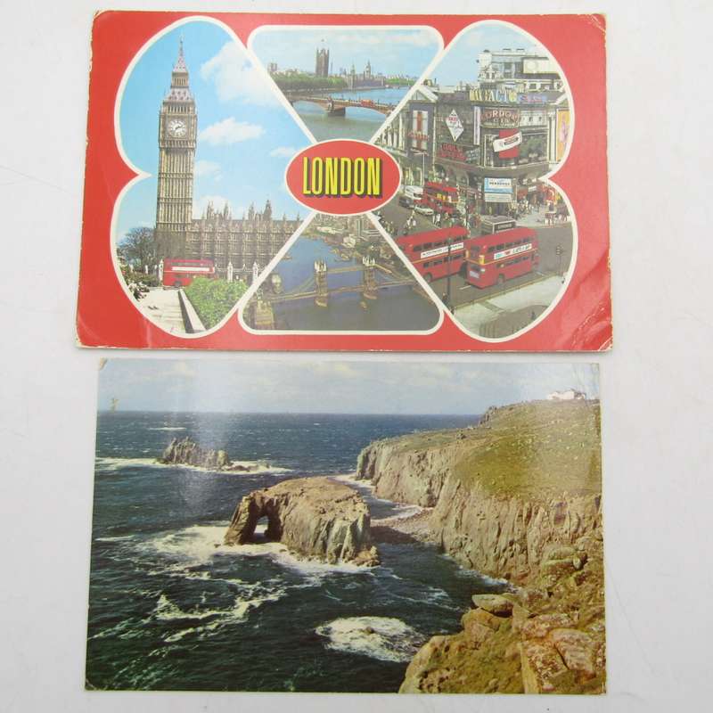 Lot of 19 vintage British postcards - all of them with more then 1 stamp used