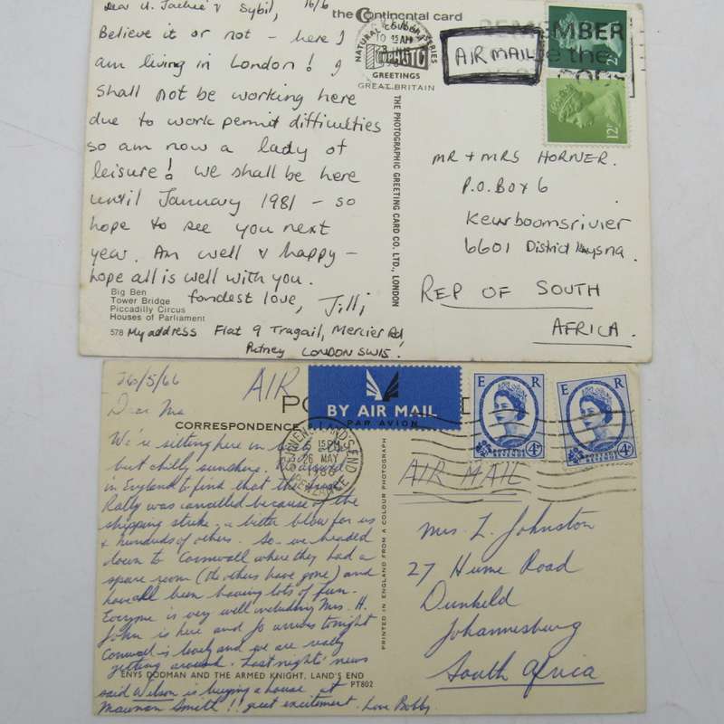 Lot of 19 vintage British postcards - all of them with more then 1 stamp used