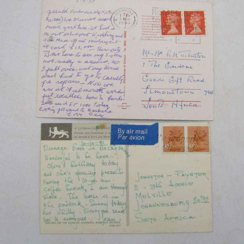Lot of 19 vintage British postcards - all of them with more then 1 stamp used
