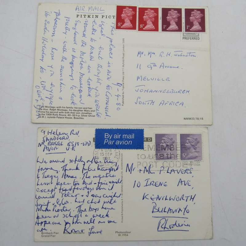 Lot of 19 vintage British postcards - all of them with more then 1 stamp used