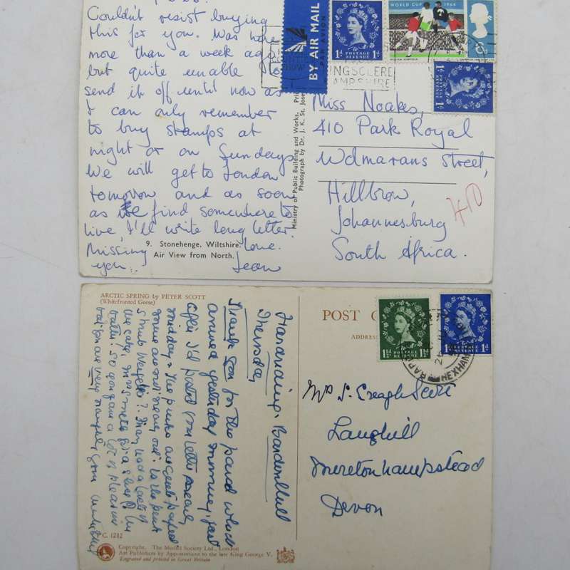 Lot of 19 vintage British postcards - all of them with more then 1 stamp used