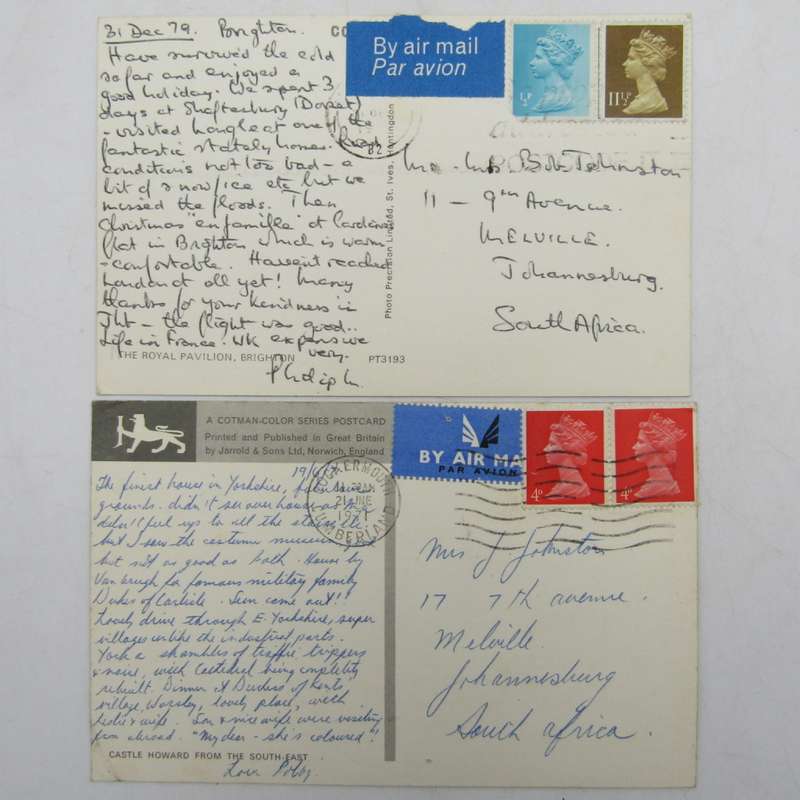 Lot of 19 vintage British postcards - all of them with more then 1 stamp used
