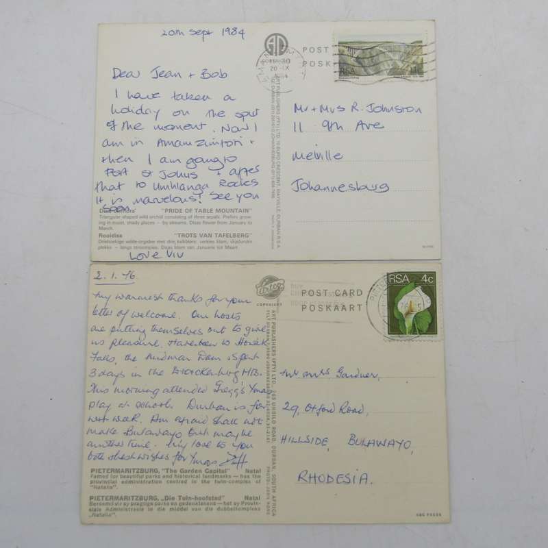 Lot of 32 South Africa postcards - all vintage and with different stamps