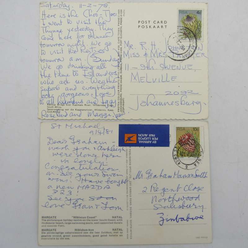 Lot of 32 South Africa postcards - all vintage and with different stamps