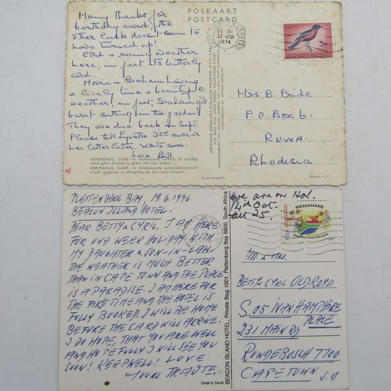 Lot of 32 South Africa postcards - all vintage and with different stamps