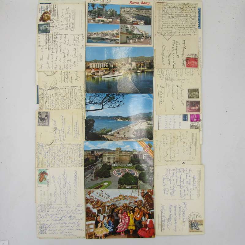 Lot of 37 Vintage Spanish postcards - all used with stamps