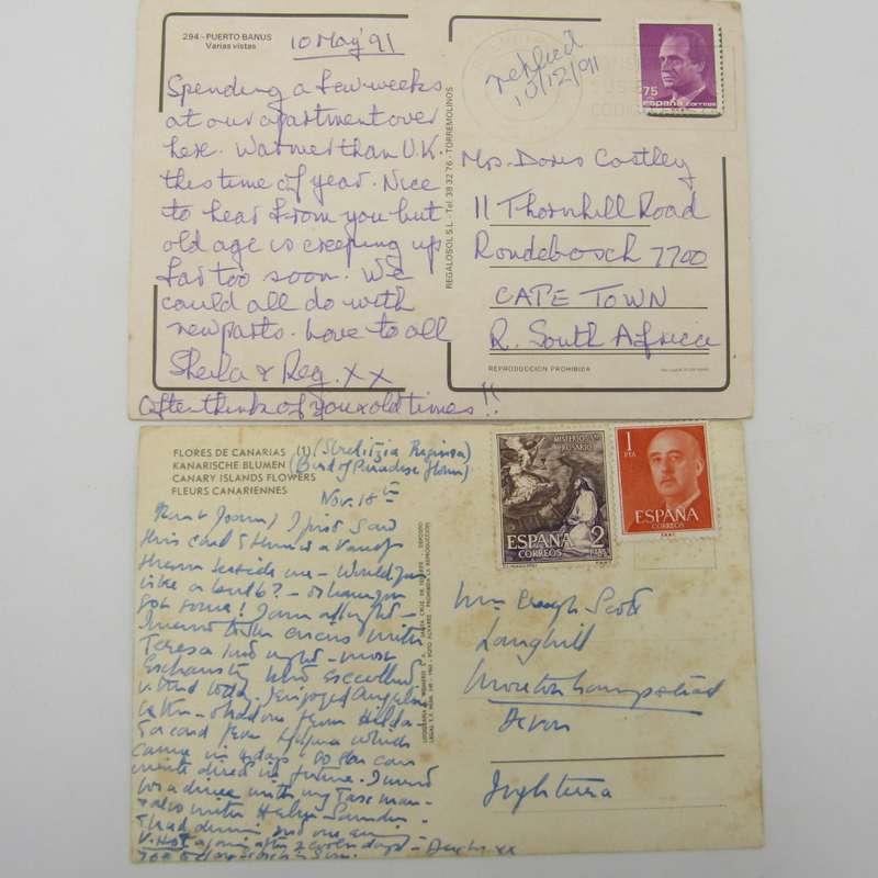 Lot of 37 Vintage Spanish postcards - all used with stamps