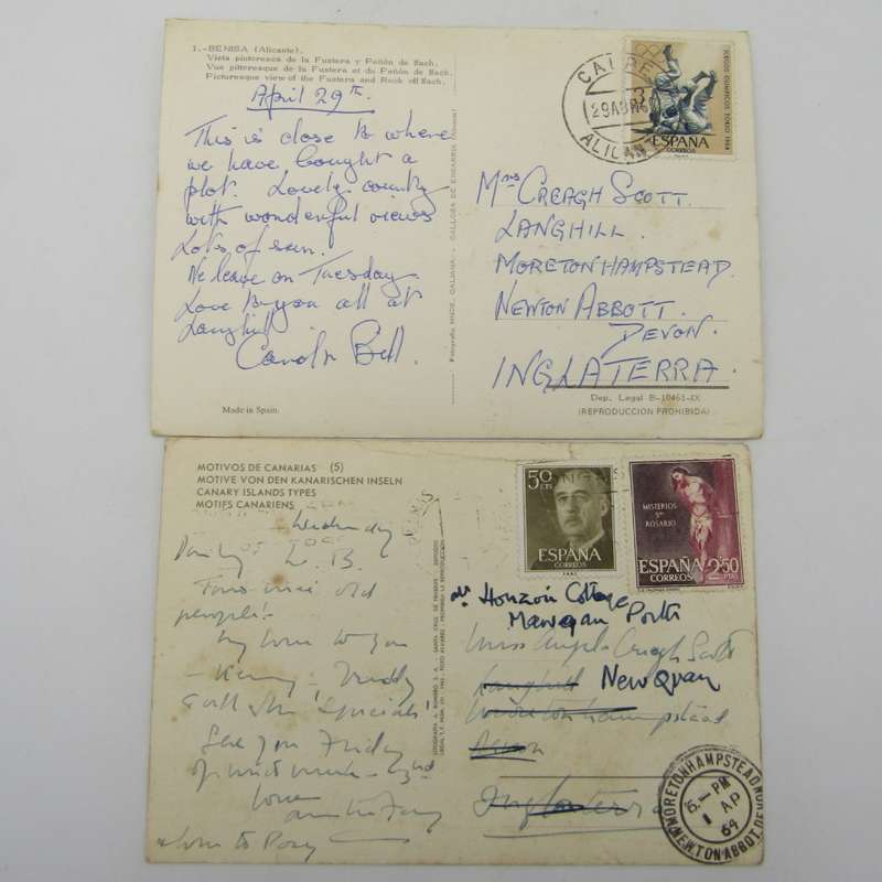 Lot of 37 Vintage Spanish postcards - all used with stamps
