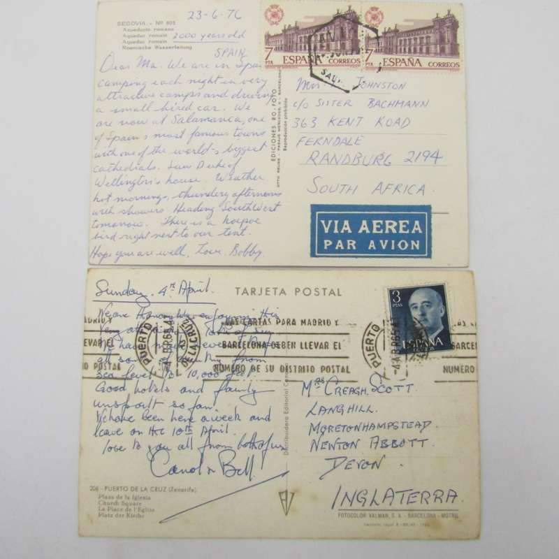 Lot of 37 Vintage Spanish postcards - all used with stamps