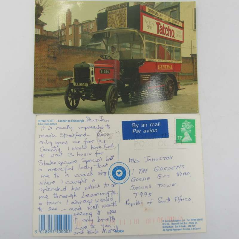 Lot of 30 British postcards - each one with different stamp or franking - all vintage