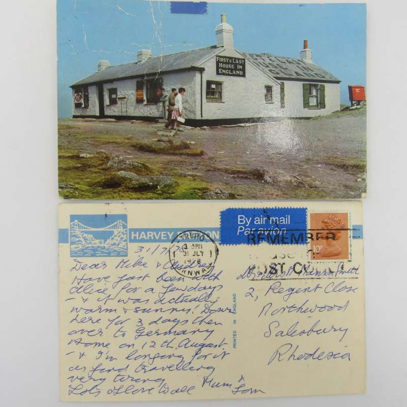 Lot of 30 British postcards - each one with different stamp or franking - all vintage