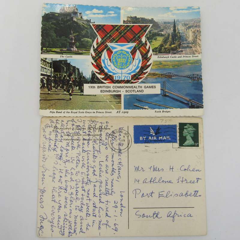 Lot of 30 British postcards - each one with different stamp or franking - all vintage
