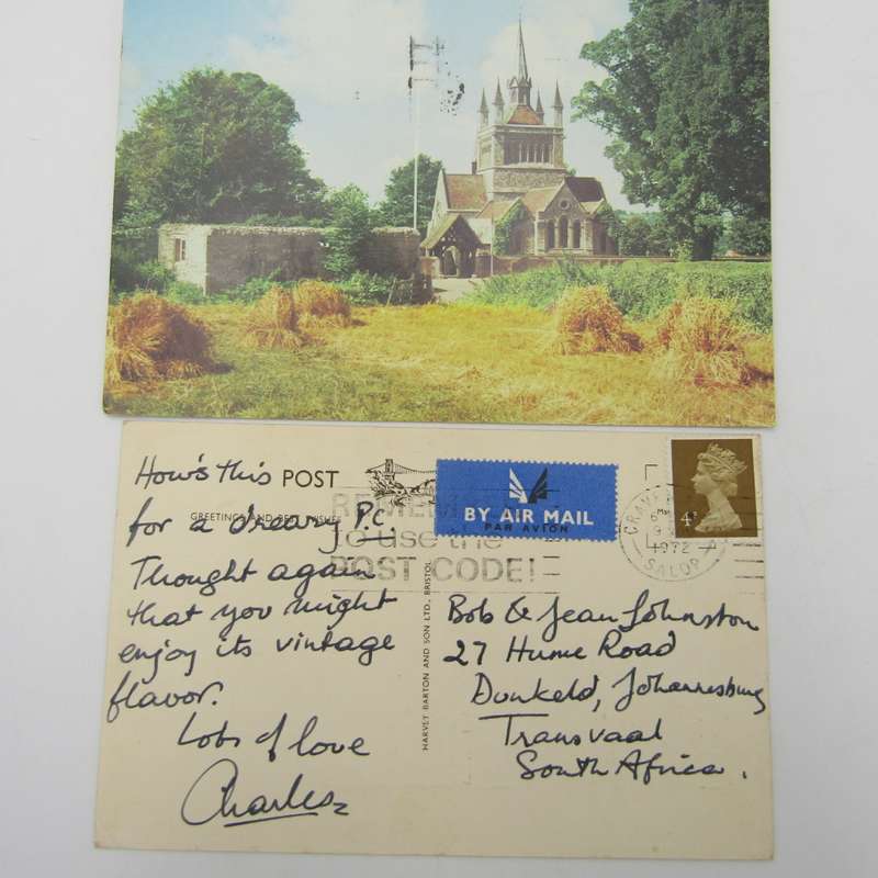 Lot of 30 British postcards - each one with different stamp or franking - all vintage