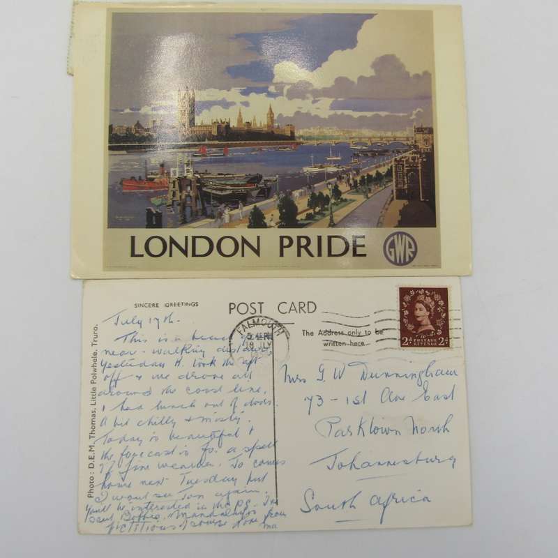 Lot of 30 British postcards - each one with different stamp or franking - all vintage