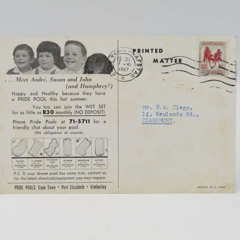 Pride pools vintage advertising postcard
