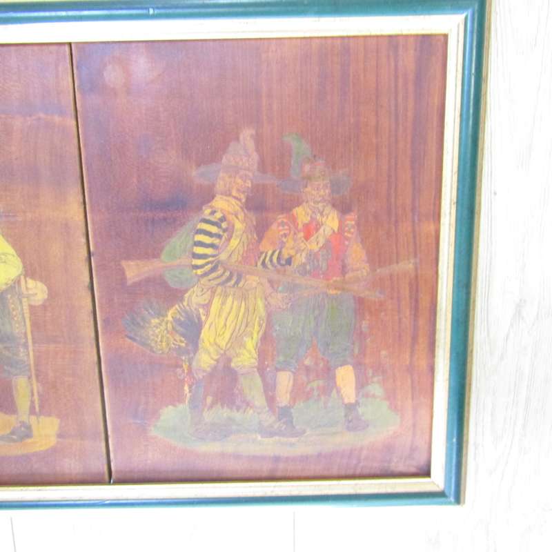 Pair of Antique wooden hanpainted cabinet inserts